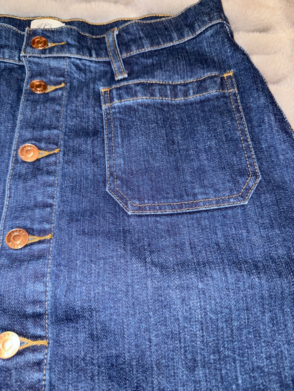 J. Crew High-Rise Dark Blue Denim Pencil Skirt with Front Buttons - Picture 12 of 14
